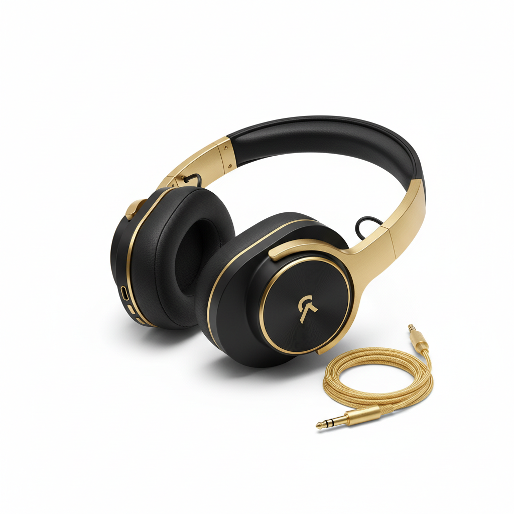 Achikrukru Pro Wireless Headphones - Black with Gold Accents