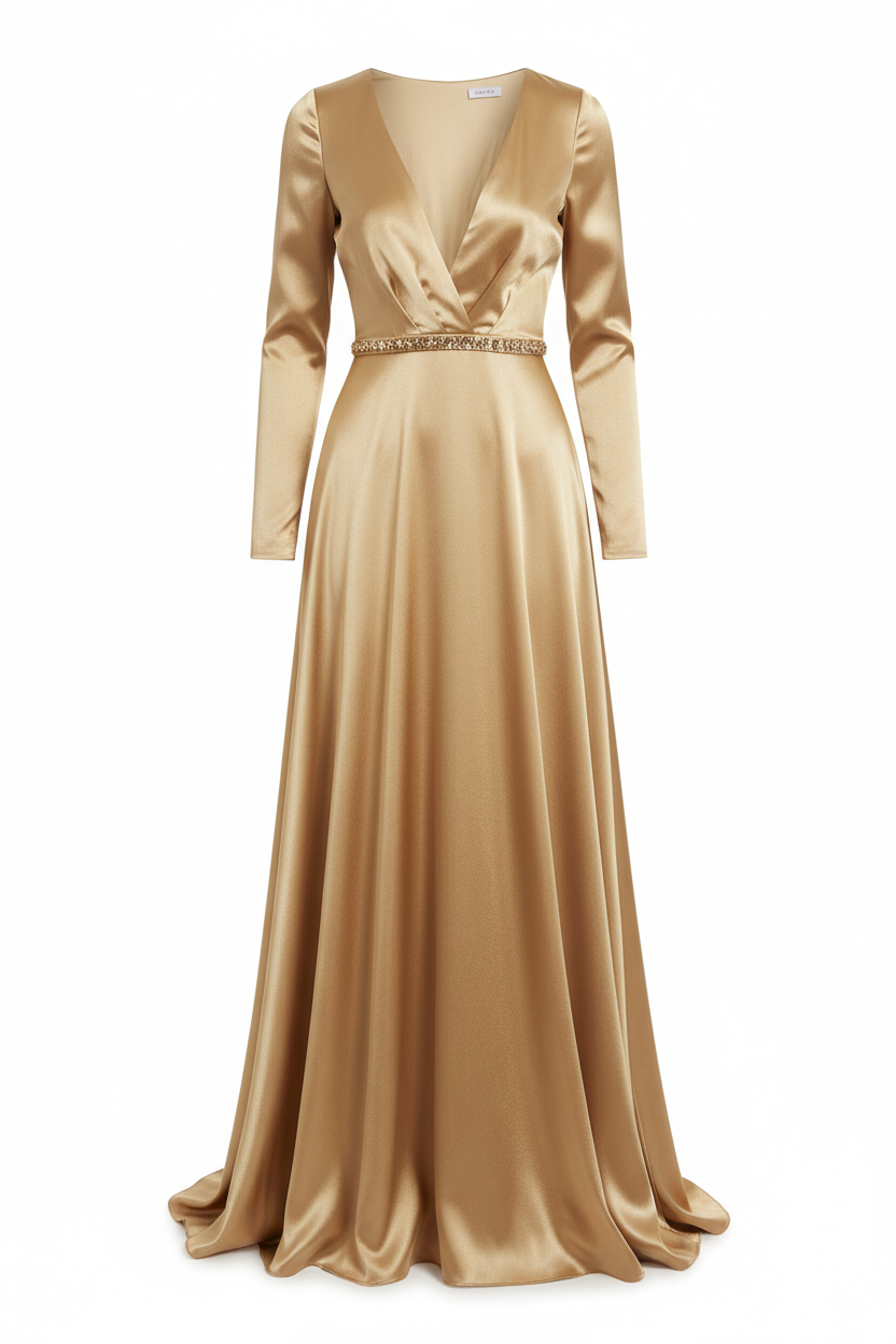 Achikrukru Classic Satin Evening Dress