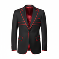 Achikrukru Elite Blazer in black with red accent lining and gold buttons
