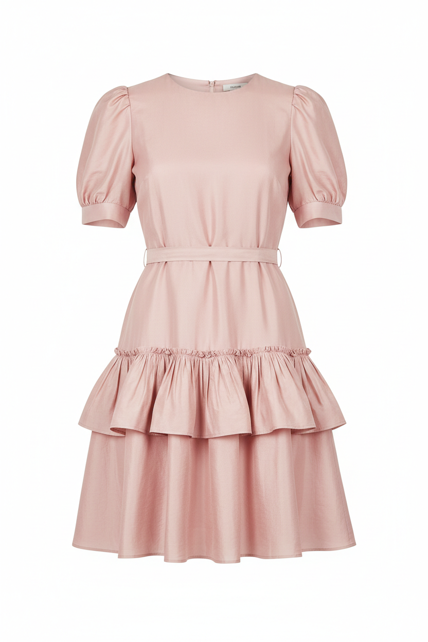 Achikrukru Classic Ruffle Hem Dress
