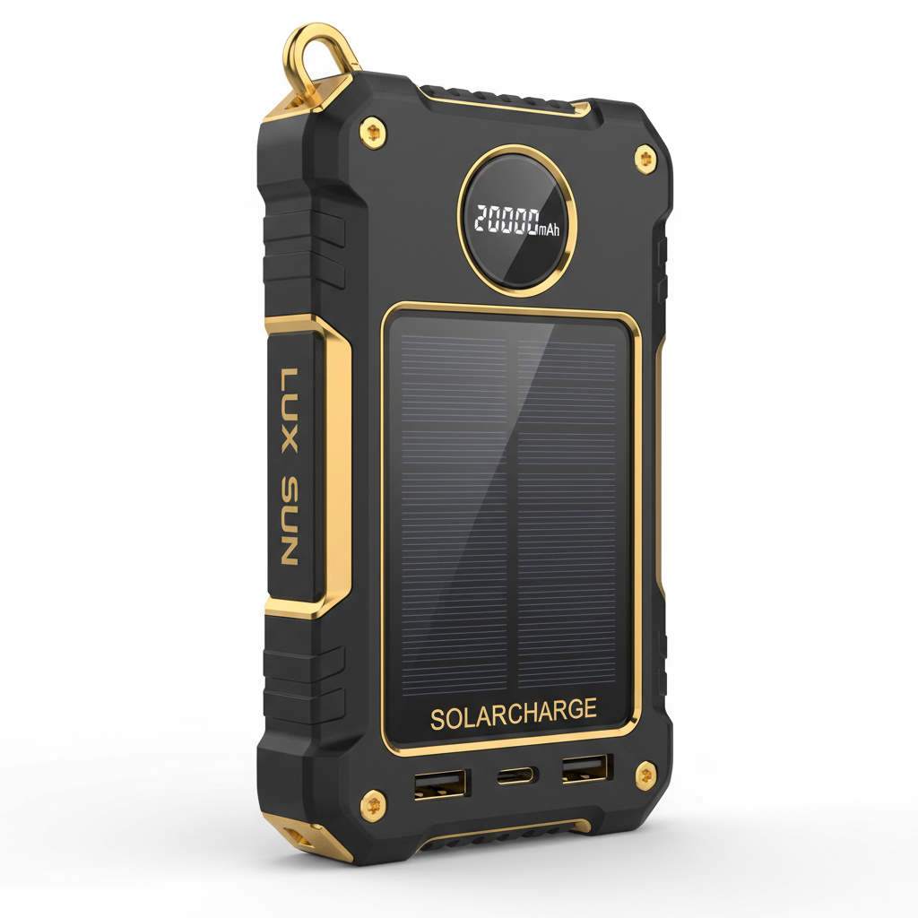 Achikrukru Solar Power Bank - Black with Gold Accents