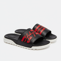 Y-3 Leather Slippers Black and Red