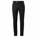 Achikrukru Tailored Slim Chino in black with gold-tone button detail
