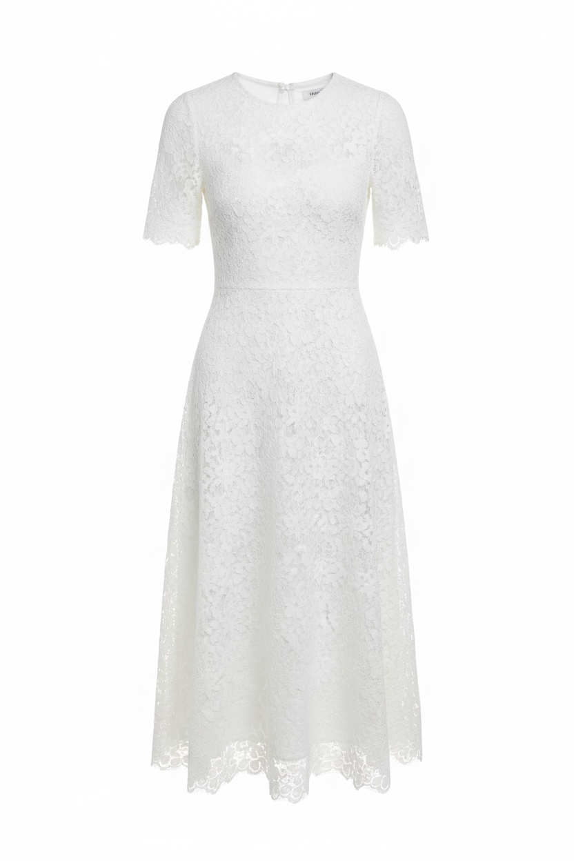 Achikrukru Classic Lace Midi Dress