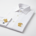 Achikrukru Luxe Dress Shirt in white with gold cufflinks