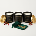 Achikrukru Luxe Candle Set - Black Glass Jars with Gold Lids